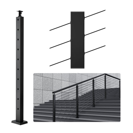 Cable Railing Post, 36 in, 30 Angled, 10 Holes