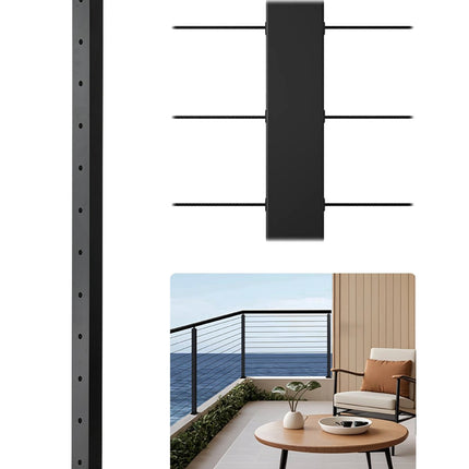 Cable Railing Post, 42-Inch Stainless Steel, Black, 1-Pack