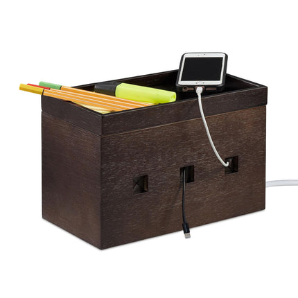 Cable box Bamboo Dark brown