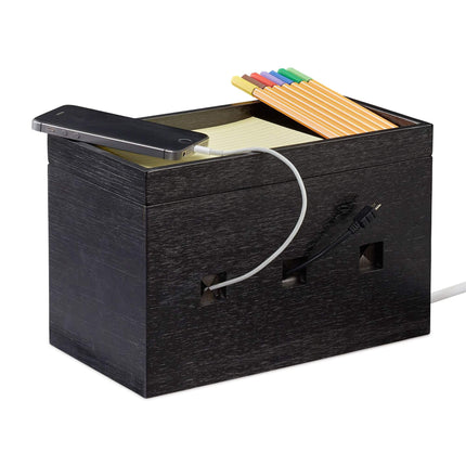 Box na kabely bambus, černý