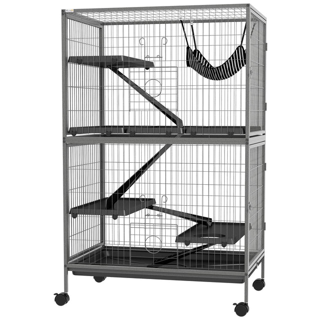 Rodent cage with 4 platforms, 3 ramps, 4 doors, steel