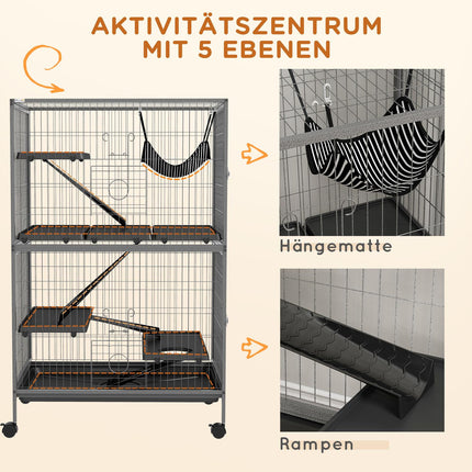 Rodent cage with 4 platforms, 3 ramps, 4 doors, steel