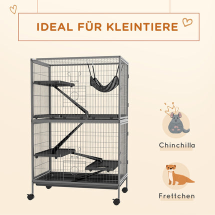 Rodent cage with 4 platforms, 3 ramps, 4 doors, steel