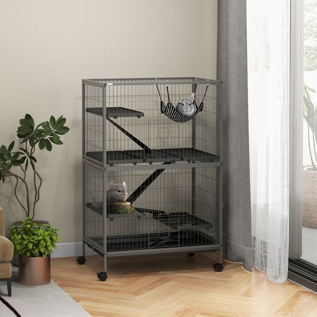 Rodent cage with 4 platforms, 3 ramps, 4 doors, steel