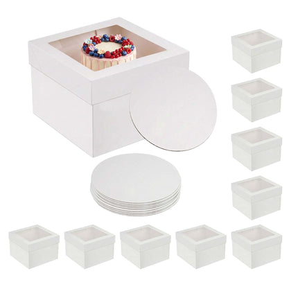 Kuchenkartons mit Fenster und Unterlagen, rechteckiges Set