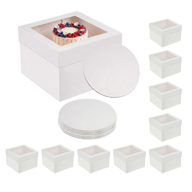 Cake Boxes With Window and Boards, Rectangular Set