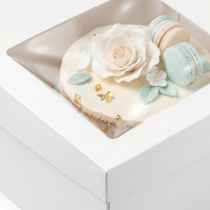 Kuchenkartons mit Fenster und Unterlagen, rechteckiges Set