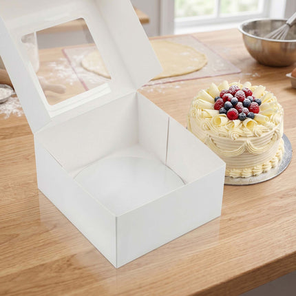 Kuchenkartons mit Fenster und Unterlagen, rechteckiges Set