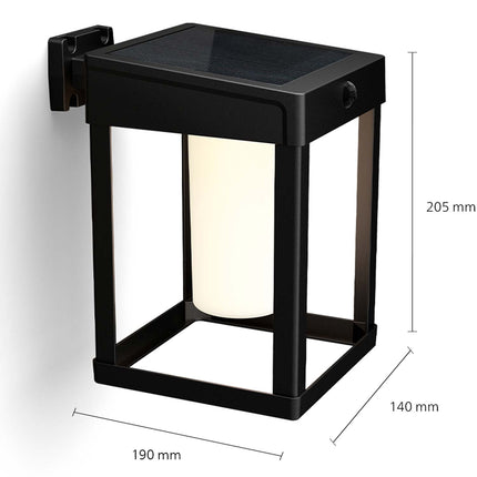 Nástěnné solární svítidlo Camill, ultra úsporné LED 25lm/250lm černá