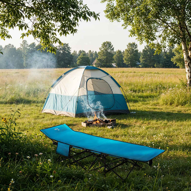 Kampeerbed, blauw, 190 cm, draagbaar opvouwbaar ontwerp