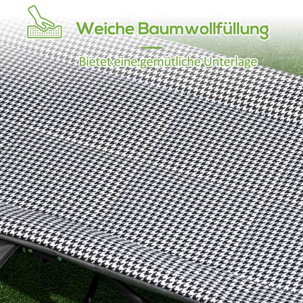 Campingliege mit Tasche und Becherhalter, schwarz, 120 kg Tragkraft