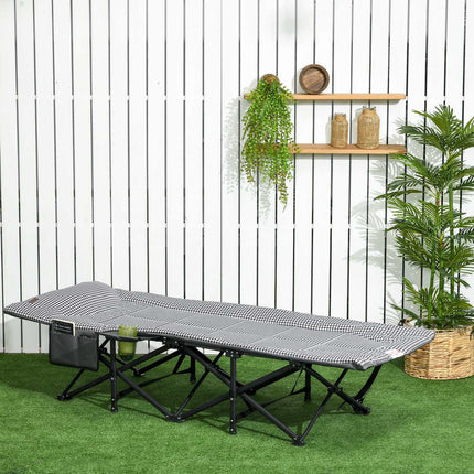 Campingliege mit Tasche und Becherhalter, schwarz, 120 kg Tragkraft