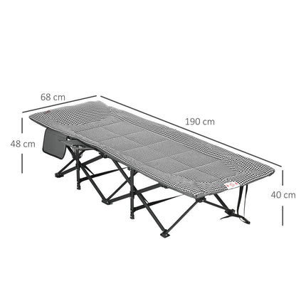 Campingliege mit Tasche und Becherhalter, schwarz, 120 kg Tragkraft