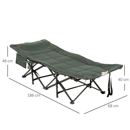 Faltbares Campingbett mit Tasche, grau, bis 120 kg belastbar