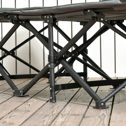 Faltbares Campingbett mit Tasche, grau, bis 120 kg belastbar