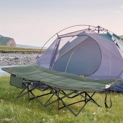 Faltbares Campingbett mit Tasche, grau, bis 120 kg belastbar