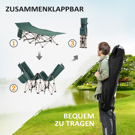 Klappbares Feldbett mit Tragetasche – Stahlrahmen, grün