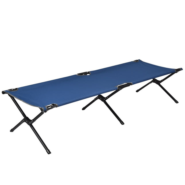 Campingbed, kampeerbed, metalen frame, opvouwbaar opvouwbaar bed, belastbaar tot 135 kg, 190 x 67 x 42 cm, blauw