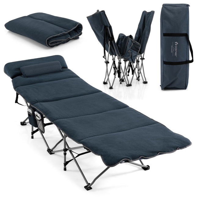 Campingbed opvouwbaar campingbed met matras 185 cm x 65 cm x 41-53 cm blauw
