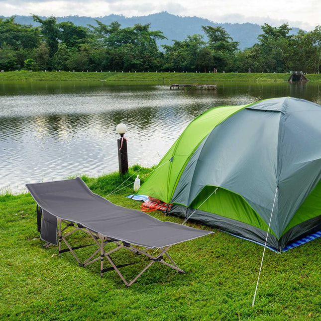 Veldbed met opbergtas, opvouwbaar campingbedje, campingligstoel, inclusief draagtas, staal Oxford, grijs, 190 x 68 x 52 cm Aosoom