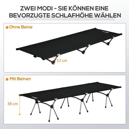 Klappbares Feldbett - höhenverstellbar, 190x65 cm, 150 kg Belastbarkeit