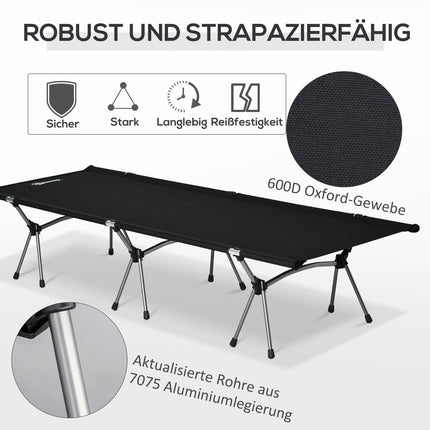 Klappbares Feldbett - höhenverstellbar, 190x65 cm, 150 kg Belastbarkeit