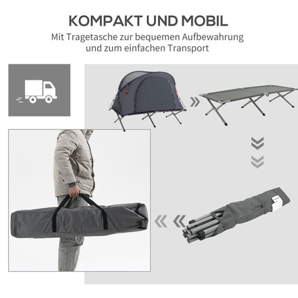 Camping tent bed with air mattress Gray 200 x 86 x 147 cm