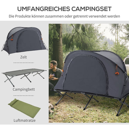 Camping tent bed with air mattress Gray 200 x 86 x 147 cm