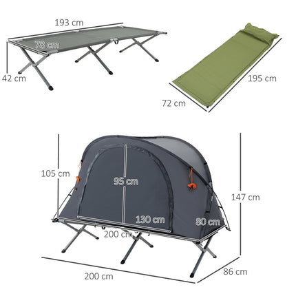 Camping tent bed with air mattress Gray 200 x 86 x 147 cm