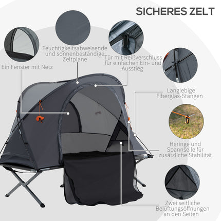 Camping tent bed with air mattress Gray 200 x 86 x 147 cm