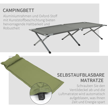 Camping tent bed with air mattress Gray 200 x 86 x 147 cm