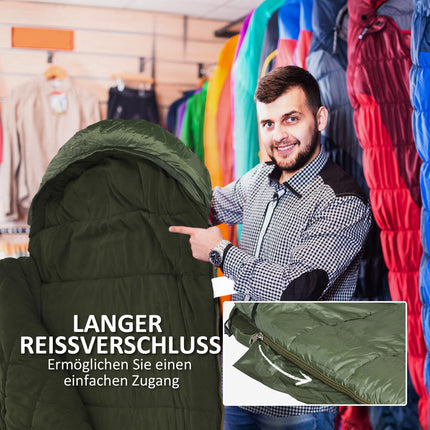 Campingdecke Schlafsack - 4 Jahreszeiten, faltbar, grün