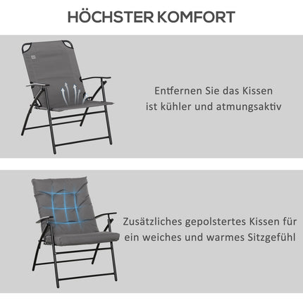 Klappbarer Campingstuhl mit verstellbarem Metallrahmen, grau