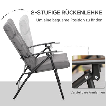 Klappbarer Campingstuhl mit verstellbarem Metallrahmen, grau