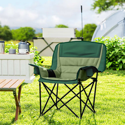 Campingstoel Opvouwbare tuinstoel met zijvak Bekerhouder Opvouwbare stoel met metalen poten Draagtas voor zwembad Strand Oxford Groen Aosom