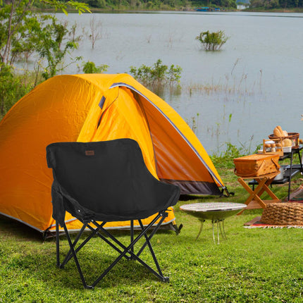 Faltbarer Campingstuhl mit Seitentasche – Stahlbeine, schwarz