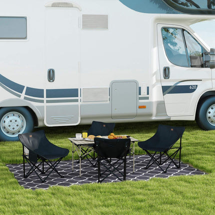 Faltbarer Campingstuhl mit Seitentasche – Stahlbeine, schwarz