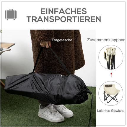 Klappbarer Campingstuhl mit Seitentasche und Tragetasche