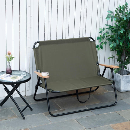 Folding director's chair, 2-seater, steel frame, green