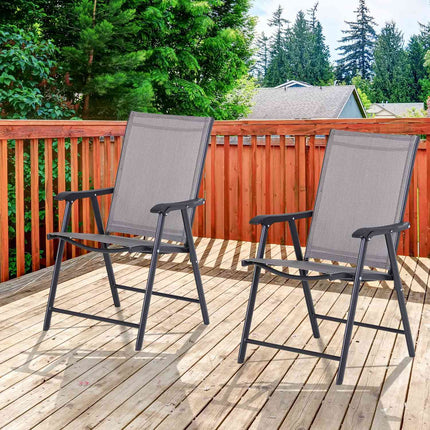 Camping-Klappstühle 2er-Set, Metall, Armlehnen, grau