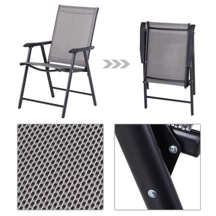 Camping-Klappstühle 2er-Set, Metall, Armlehnen, grau