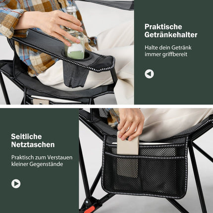 Campingstuhl mit verstellbarer Rückenlehne und Fußstütze