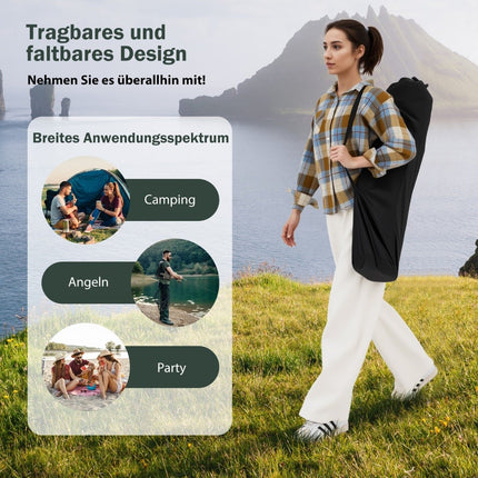 Campingstuhl mit verstellbarer Fußstütze & Rückenlehne, Khaki