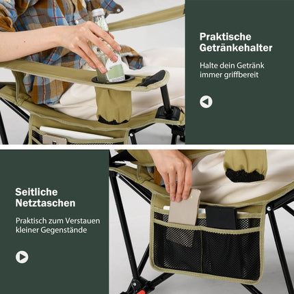 Campingstuhl mit verstellbarer Fußstütze & Rückenlehne, Khaki