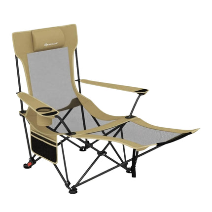 Campingstuhl mit verstellbarer Fußstütze & Rückenlehne, Khaki