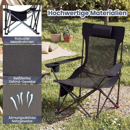 Campingstuhl mit verstellbarer Fußstütze und Rückenlehne