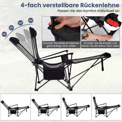 Campingstuhl mit verstellbarer Fußstütze und Rückenlehne