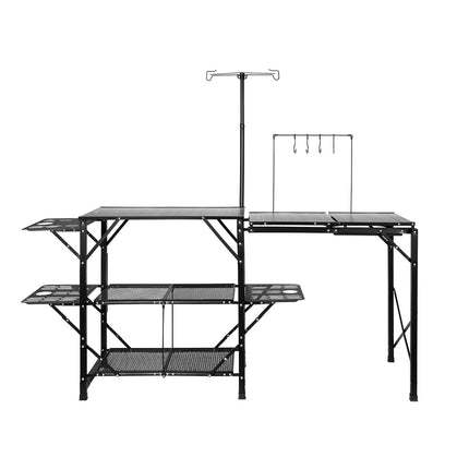 Camping Kitchen Table – Folding Aluminum, Sink, Shelves