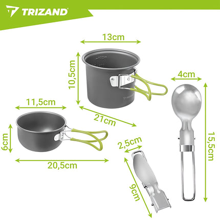 Camping-Kochgeschirr-Set, faltbares Aluminium, 1,2 l Fassungsvermögen