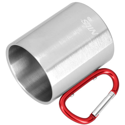 Campingbecher mit Karabiner, 300ml Edelstahl